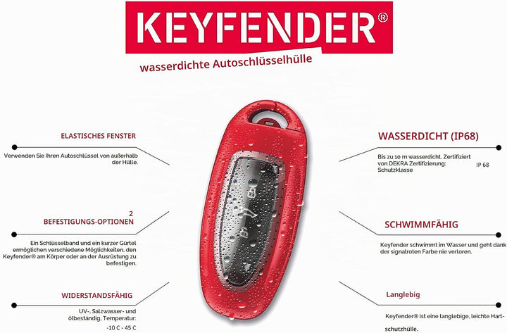 Keyfender® - wasserdichtes Gehäuse (10m - IP68) für Autoschlüssel - für alle Wassersportler und Spor