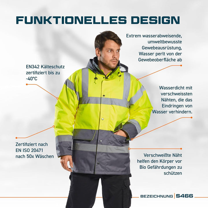 Portwest Warnschutz Kontrast Traffic-Jacke, Grösse: XXXL, Farbe: Gelb/Schwarz, S466YBRXXXL YeBk 3 XL