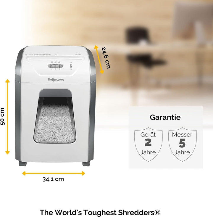 Fellowes Aktenvernichter, Papierschredder für 12 Blatt Partikelschnitt, Aktenvernichter P4, Schredde