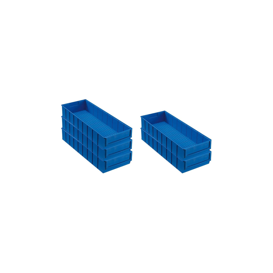 SparSet 5x Blaue Industriebox 500 B | HxBxT 8,1x18,3x50cm | 6 Liter | Sichtlagerkasten, Sortimentska