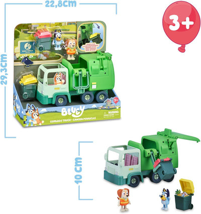 Bluey - Müllwagen, Spielzeug-LKW Zeichnung Serie, Welpen Figur und Zubehör, Lernspiel über Recycling