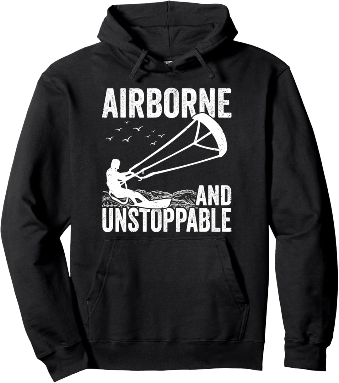 Kiteboarder Airborne Kite Surfer Kite Surfing Kiteboarding Pullover Hoodie