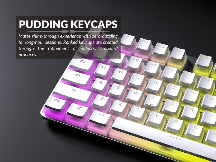 Ranked Pudding PBT-Tastenkappen | 112 Double Shot Transluzent ANSI US- und ISO-Layout | OEM-Profil f