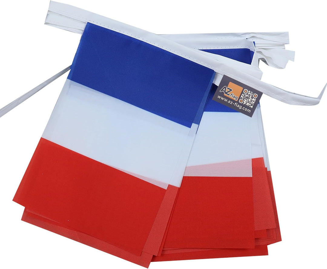 AZ FLAG FAHNENKETTE Frankreich 12 Meter mit 20 flaggen 45x30cm- FRANZÖSISCHE Girlande Flaggenkette 3