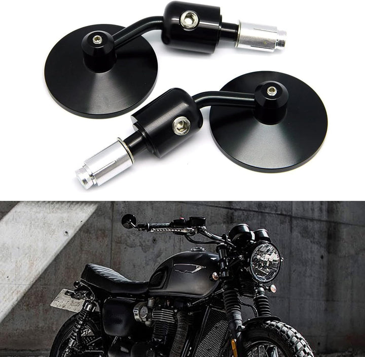 7/8 "22mm Motorrad Lenkerendspiegel 3 Zoll Runden Rückansicht Seitenspiegel für Scooter Chopper Crui