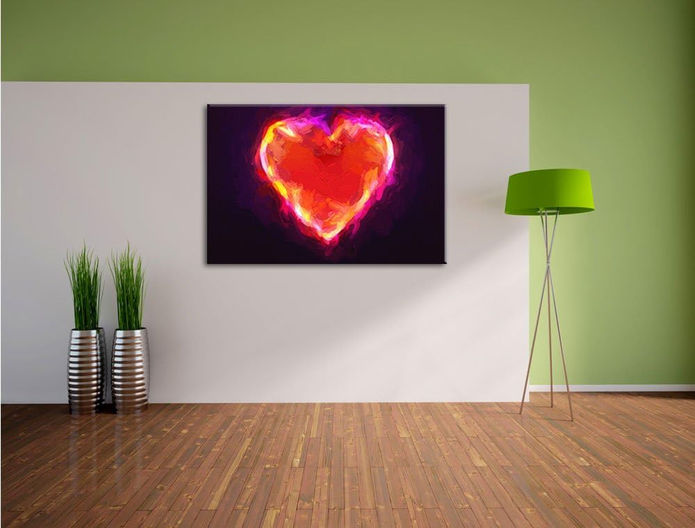 Pixxprint Herz aus Feuer als Leinwandbild/Grösse: 100x70 / Wandbild/Kunstdruck/fertig bespannt, 100x