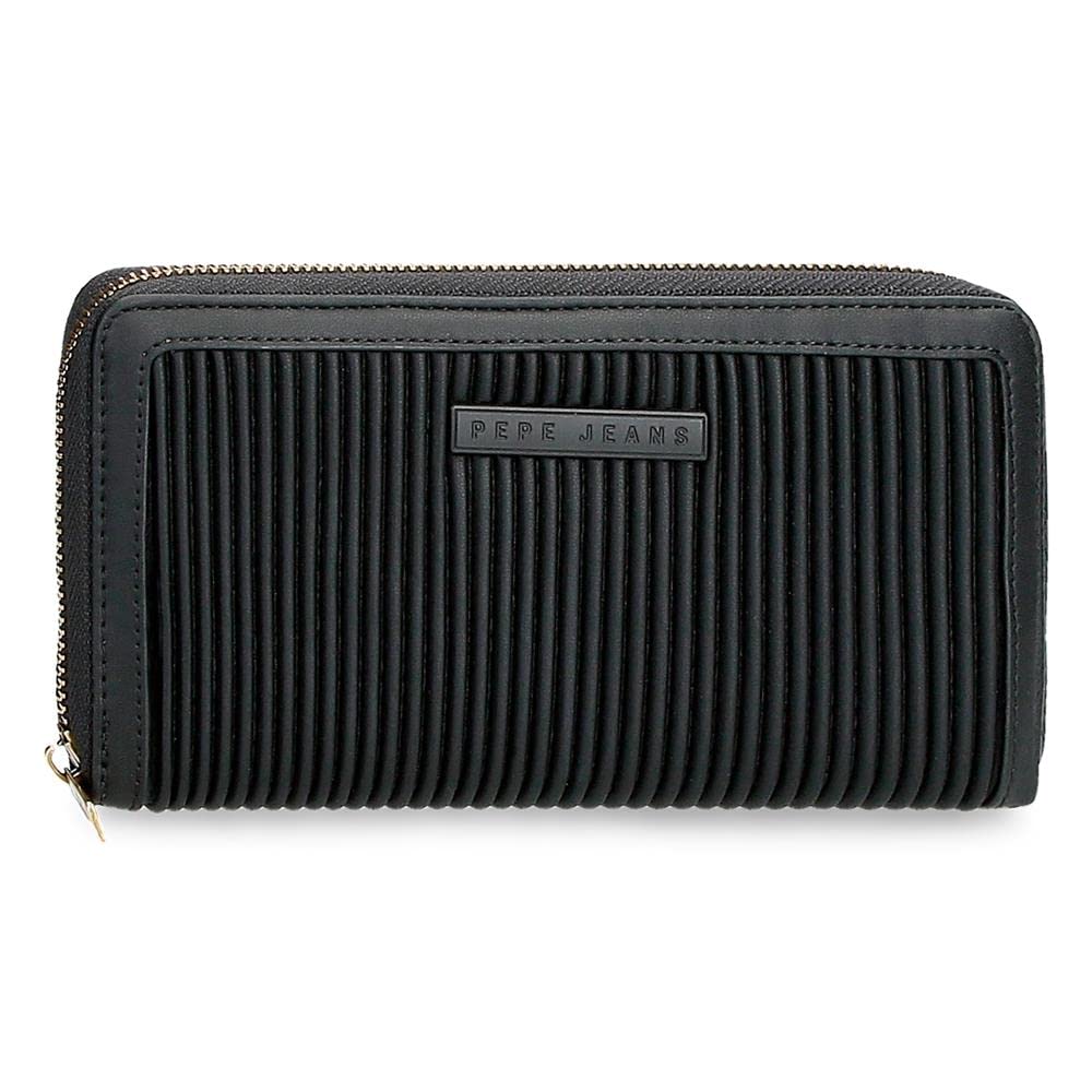 Pepe Jeans Aurora Geldbörse mit Kartenhalter Schwarz 19,5x10x2 cm Kunstleder Schwarz Aktentasche, Sc
