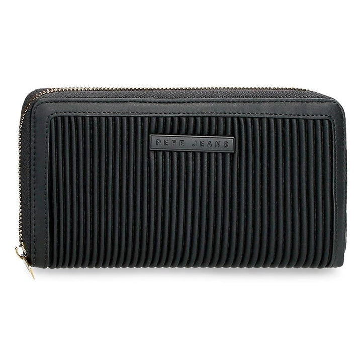 Pepe Jeans Aurora Geldbörse mit Kartenhalter Schwarz 19,5x10x2 cm Kunstleder Schwarz Aktentasche, Sc