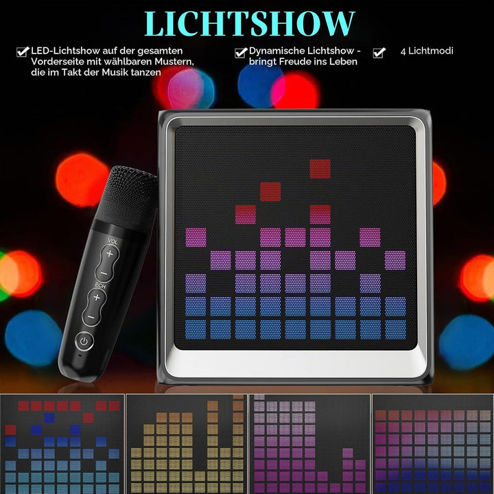 Karaoke-Maschine für Kinder und Erwachsene,tragbarer Bluetooth-Lautsprecher mit 2 drahtlosen Mikrofo