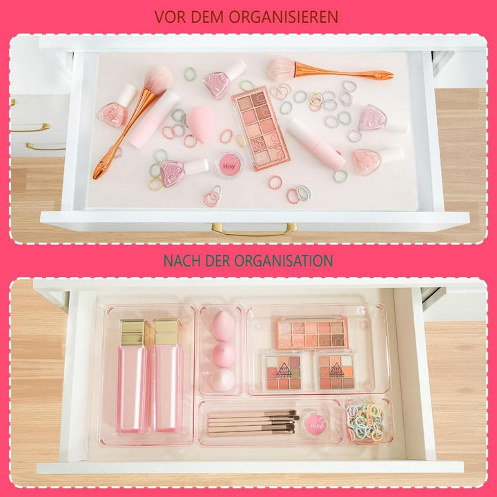 Schubladen Organizer, 25 Stück in 4 Grössen, Kunststoff, Schminktisch und Make-up Organizer, Ordnung