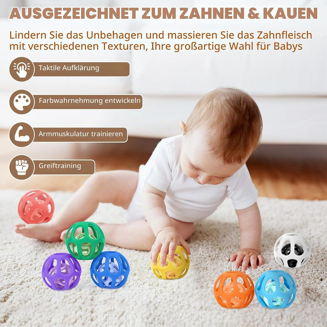 MCGMITT Babyspielzeug Set – Rassel Beissring mit Greifling, Handgelenkrassel und Rasselsocken Montes