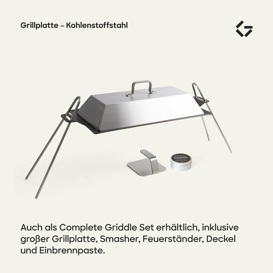 Gastrotools Grillplatte Induktion 62x27 cm – Profi Carbonstahl Teppanyaki/Plancha Grillplatte für In