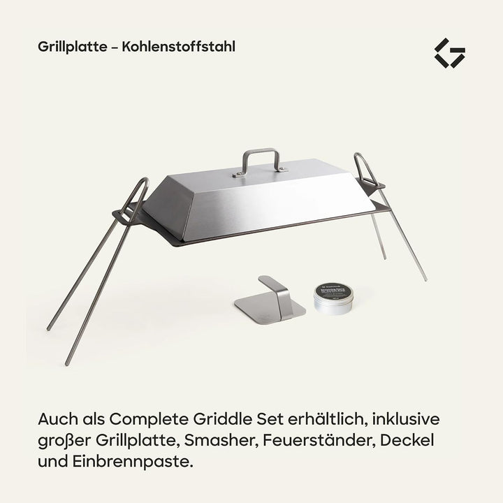 Gastrotools Grillplatte Induktion 62x27 cm – Profi Carbonstahl Teppanyaki/Plancha Grillplatte für In