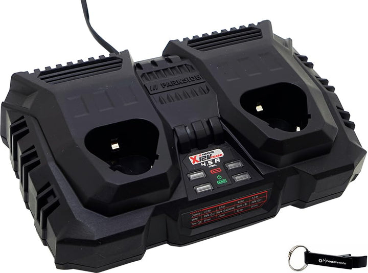 HEADNMORE® Bundle - Parkside® 12V Doppel Ladegerät 2x4,5A PDSLG 12 (ohne Akkus) +HEADNMORE® Schlüsse