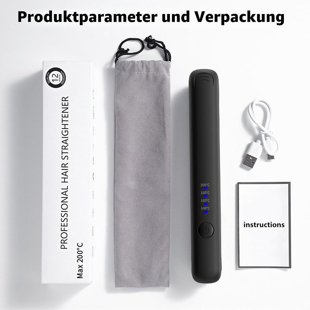VegenaMini Glätteisen Kabellos, 2-In-1 Haarglätter, 3200mah Reise Glätteisen, Lockenstab Mit 4 Einst