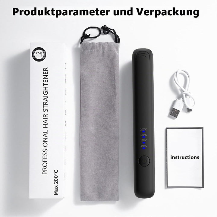VegenaMini Glätteisen Kabellos, 2-In-1 Haarglätter, 3200mah Reise Glätteisen, Lockenstab Mit 4 Einst