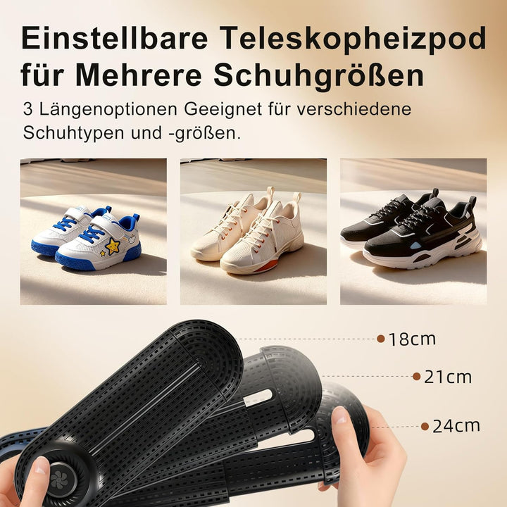 Schuhtrockner Elektrisch, Stiefeltrockner Schuh Stiefelwärmer mit Timer, Einziehbare Länge, Eingebau