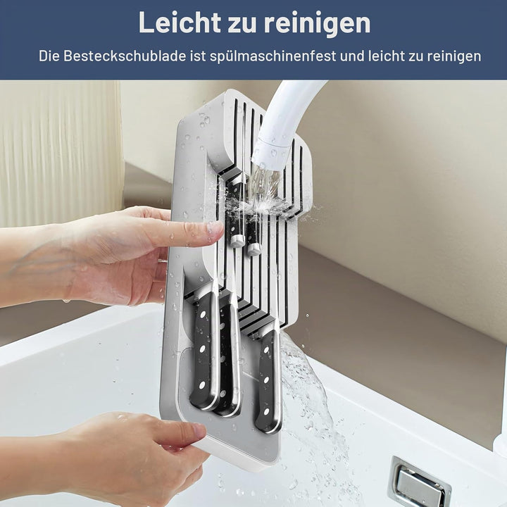 Zweistufiges Design Schubladenaufbewahrung Messer Mit Schlitzen Versehen Schublade Organizer Messerb