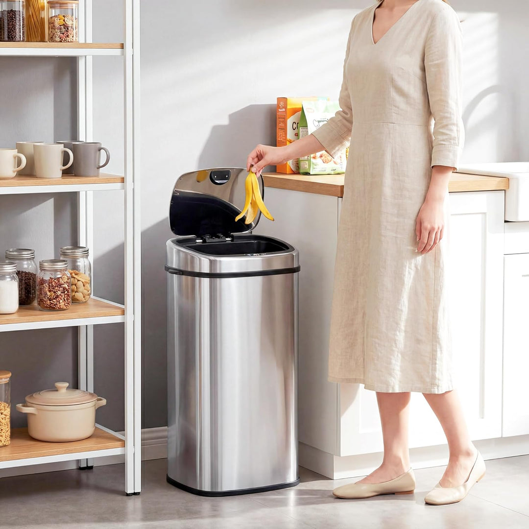 HOMCOM Mülleimer Automatik mit Sensor Abfalleimer Küche Edelstahl Silber (68L), 68L