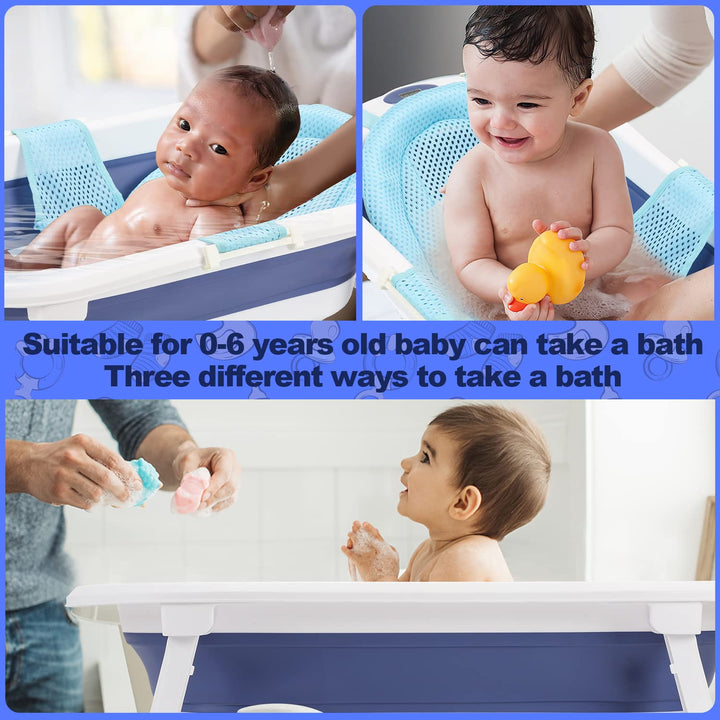 50L Baby Badewanne, Faltbare babywanne mit Anti Stütze, baby wanne mit Echtzeit-Temperaturmessung, B