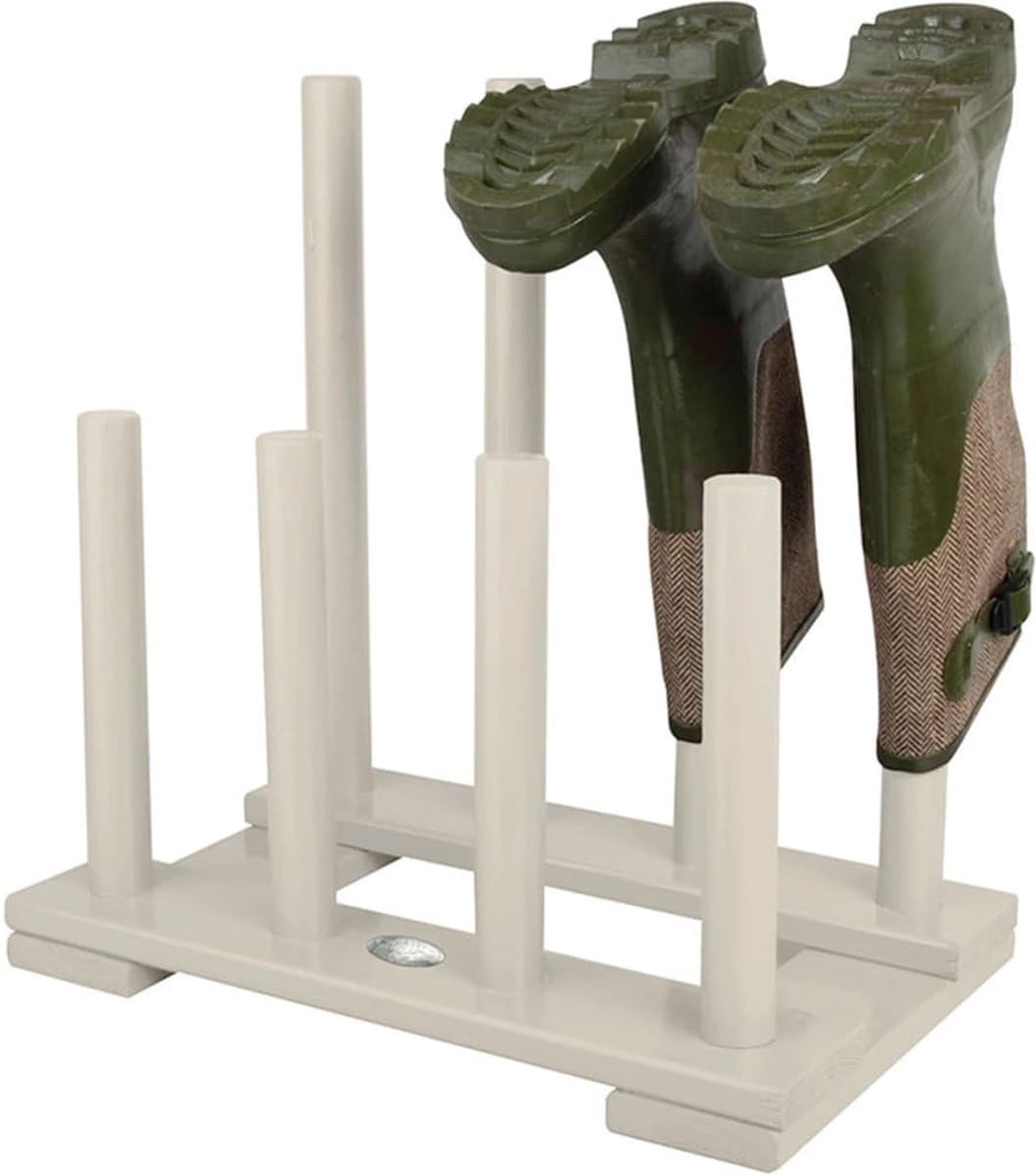 Esschert Design Stiefelhalter, Schuhablage aus Holz in weiss, ca. 42 cm x 26 cm x 42 cm, Weiss