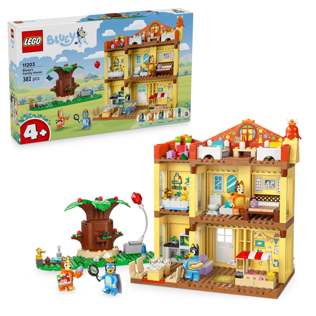 LEGO Bluey: Blueys Haus - Modulares Spielzeug mit Räumen, Garten, 4 Minifiguren und Zubehör - Gesche