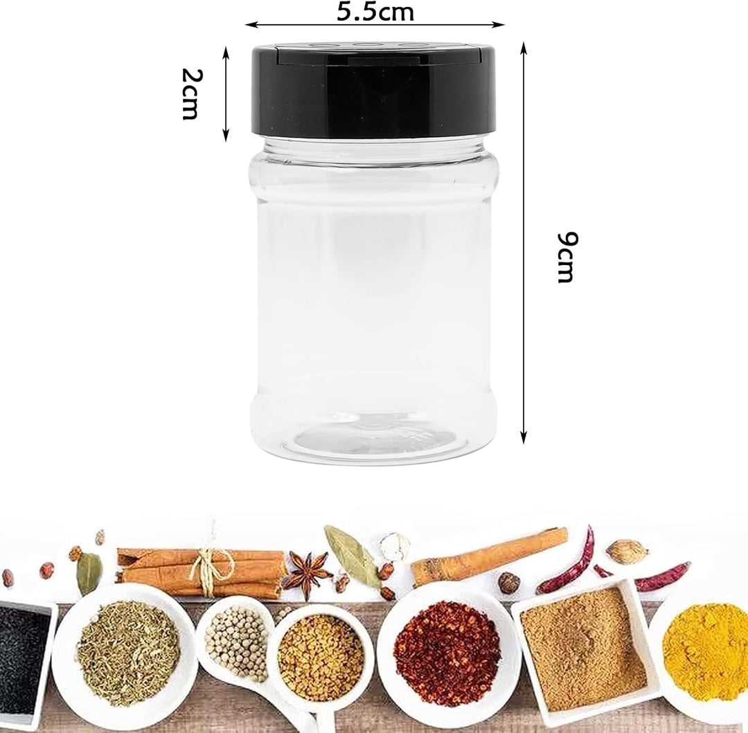 20 Stück Gewürzgläser aus Kunststoff mit Streudeckel – 150 ml / 5 oz Kleine Gewürzbehälter, Runde Ge