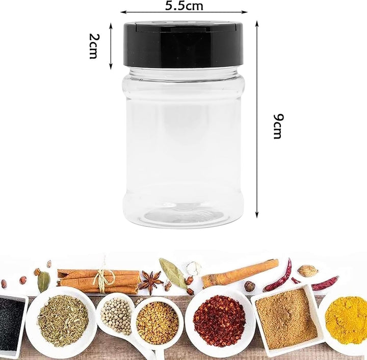 20 Stück Gewürzgläser aus Kunststoff mit Streudeckel – 150 ml / 5 oz Kleine Gewürzbehälter, Runde Ge