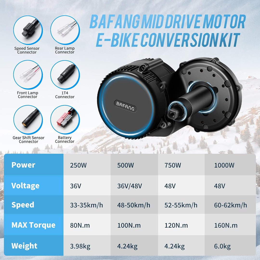 BAFANG Mittelmotor mit Akku 36V/48V 250W/500W/750W/1000W, BBS01B BBS02B BBS HD Mittelmotor Kits Ebik