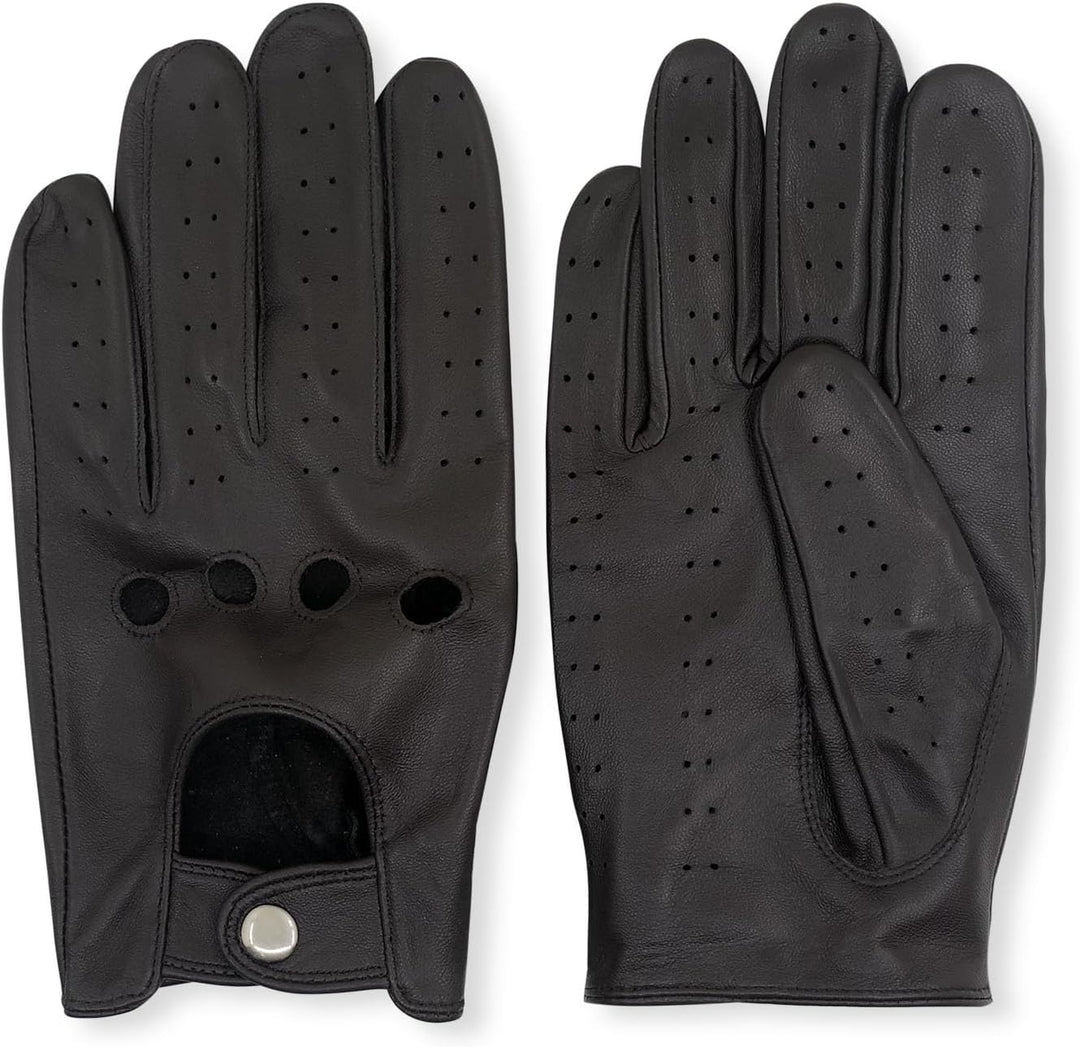 ZLUXURQ Herren Luxus 100% Schaffell Fahrhandschuhe-Weiches hochwertiges Leder, Small(20.4-21.6cm) Du