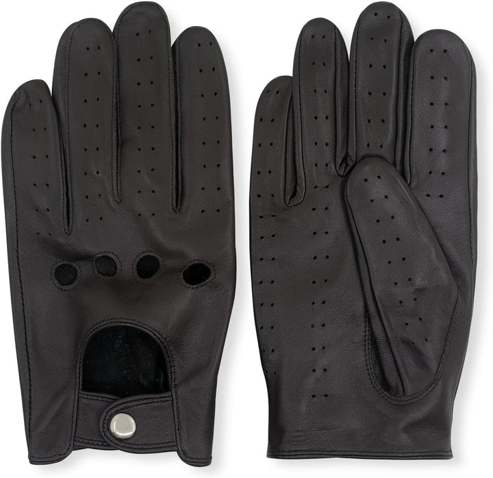 ZLUXURQ Herren Luxus 100% Schaffell Fahrhandschuhe-Weiches hochwertiges Leder, Small(20.4-21.6cm) Du