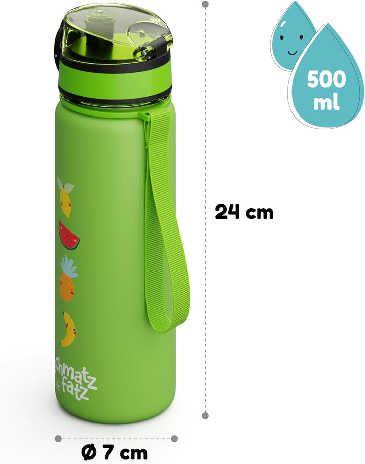 schmatzfatz Trinkflasche Kinder 500ml - Auslaufsicher, BPA-frei, 1-Klick-Verschluss, Tritan, Kinderf