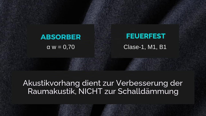 ACOUSPANEL Akustikvorhang aus undurchsichtigem Stoff, Masse: 2,95 x 3 m, schwer entflammbar, zweisei