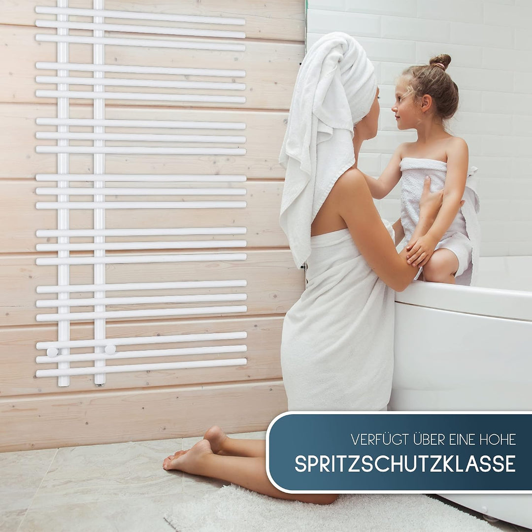 anapont elektrischer Designbadheizkörper - weiss - Timer-Funktion - Handtuchheizkörper - Badheizung