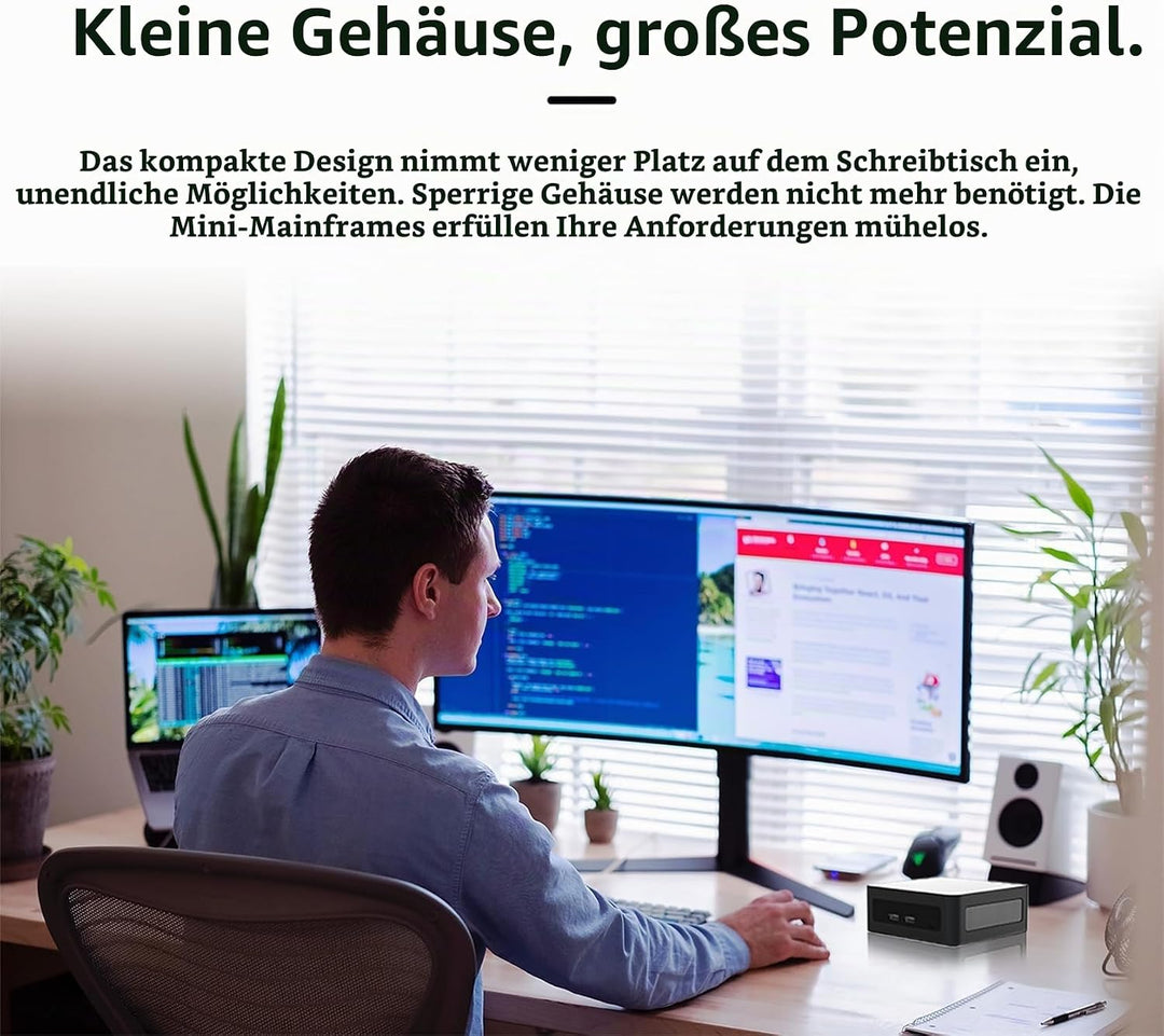 Mini-PC i5 12450H 4,40 GHz 8C/12T, Doppelkanal 16 GB RAM 256 GB SSD, Windows 11 Pro, WiFi, BT5.2, 3