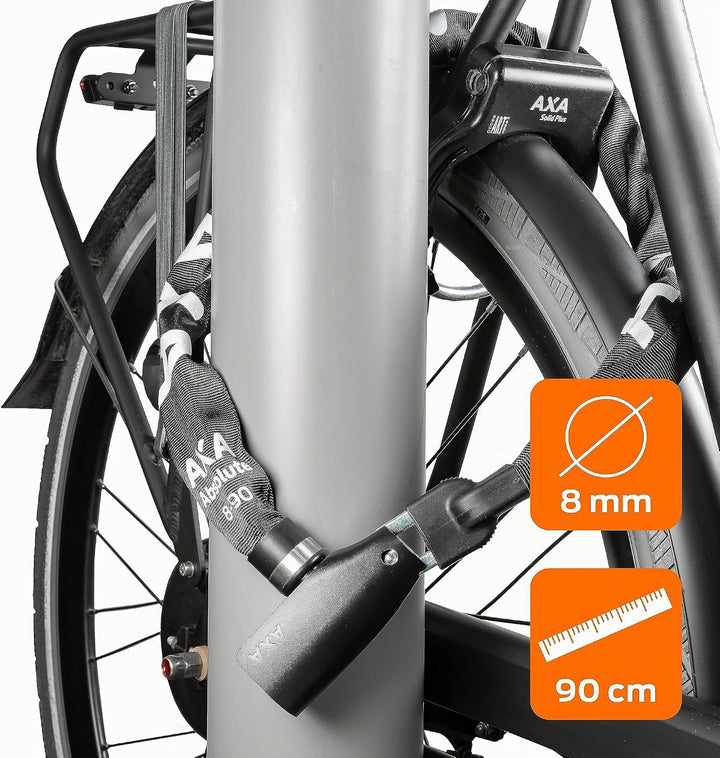 AXA Absolute 8-90 Kettenschloss – Länge 90 cm – Sicherheitsstufe 9 – Stahlglieder 8 mm – Hohe Sicher
