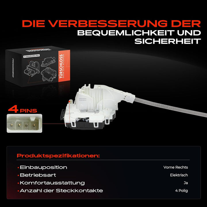 Frankberg Türschloss Autoschloss Vorne Rechts 4-polig Kompatibel mit C-Klasse W204 E-Klasse W211 E-K