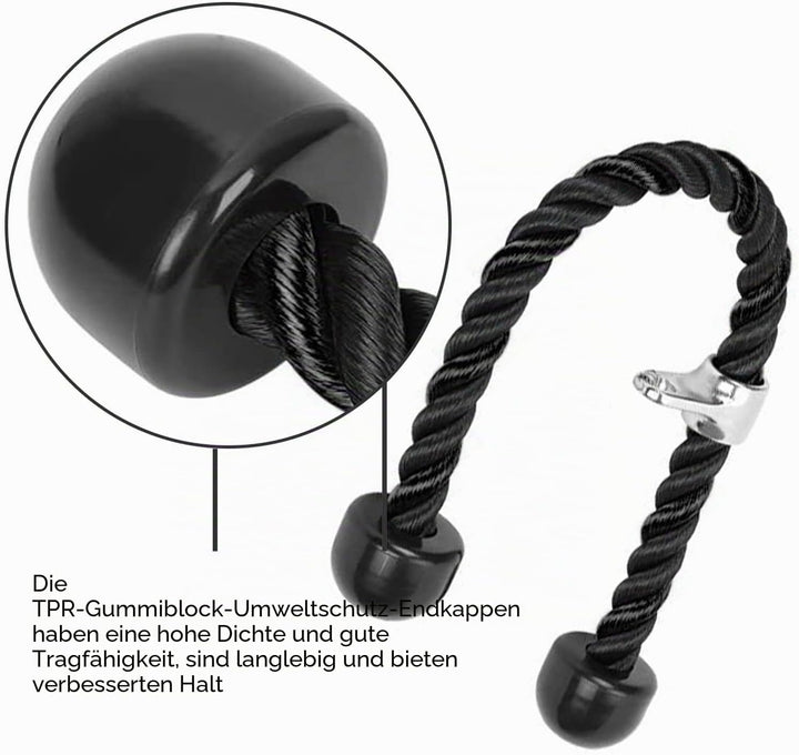 LAPONO Nylon Trizepsseil, Kraftstation Trizeps Seil Pull Down Gedrehtes Seil Trizepstau zum Herunter