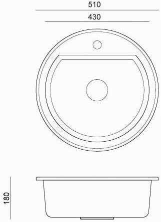 VBChome Spüle Spülbecken Granit 51 cm Einzelbecken Einbauspüle gesprenkelt + Siphon Waschbecken + Wa
