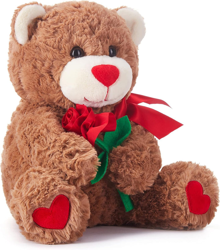 IKASA Teddybär Kuscheltier Liebes Plüschtier mit Schleife für Valentinstag, süsser 27cm Plüsch mit R