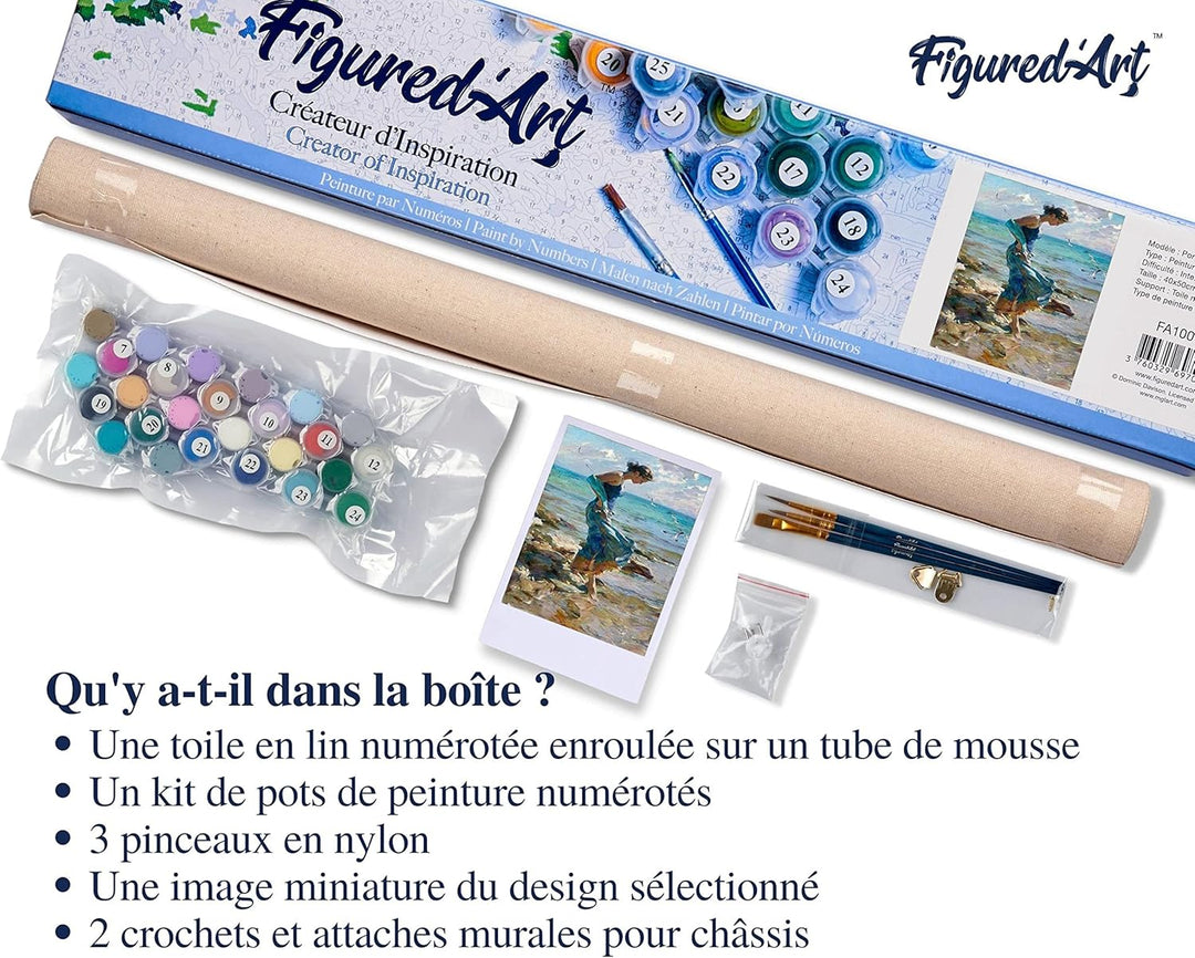 Figured'Art Malen Nach Zahlen Erwachsene Schritt ins Wasser - Paint by Numbers Basteln DIY Bastelset