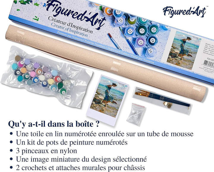 Figured'Art Malen Nach Zahlen Erwachsene Schritt ins Wasser - Paint by Numbers Basteln DIY Bastelset