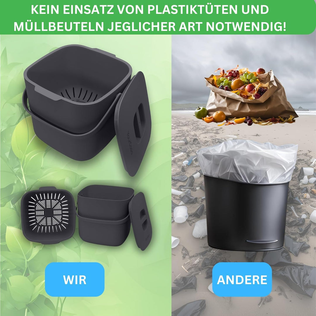 YourCasa Biomülleimer Küche - 7L Komposteimer für alltäglichen Biomüll Behälter - Spülmaschinenfest