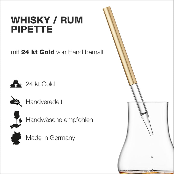EISCH Whisky Pipette Gold - Handgefertigte Glaspipette veredelt mit echtem Gold - Made in Germany, G