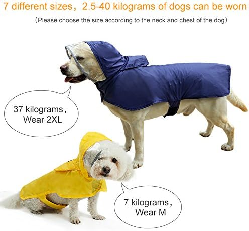 Regenjacke für Hunde, Wasserdichter Hundemantel mit Kapuze，Hundemantel Einstellbar für Kleine, Mitte