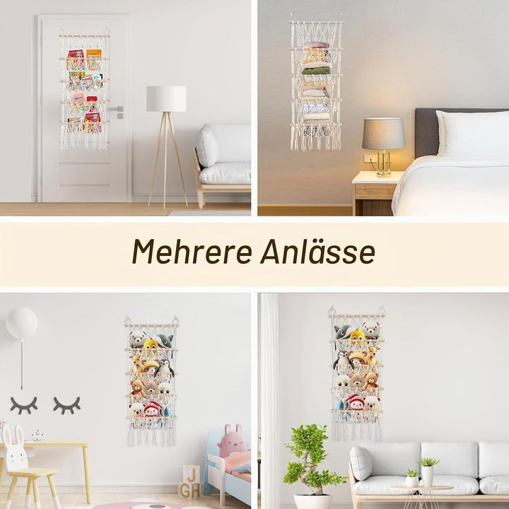 Kuscheltier Aufbewahrung,Bohemian-Stil 4 Lagen Stofftier Aufbewahrung Kuscheltiere Kuscheltier Regal