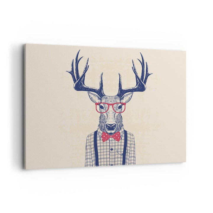 Bilder auf Leinwand 100x70cm Leinwandbild Charakter Hirsch Illustration hipster Gross Wanddeko Bild