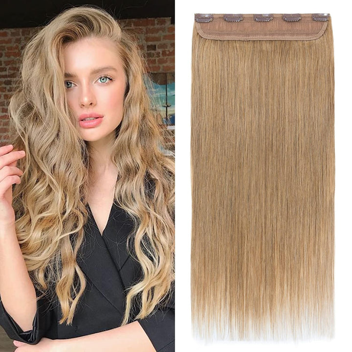 Haarteile Echthaar Extensions Clip in 1 Tresse 5 Clips Dick Haarteil Weich Haarverlängerung 100% Rem