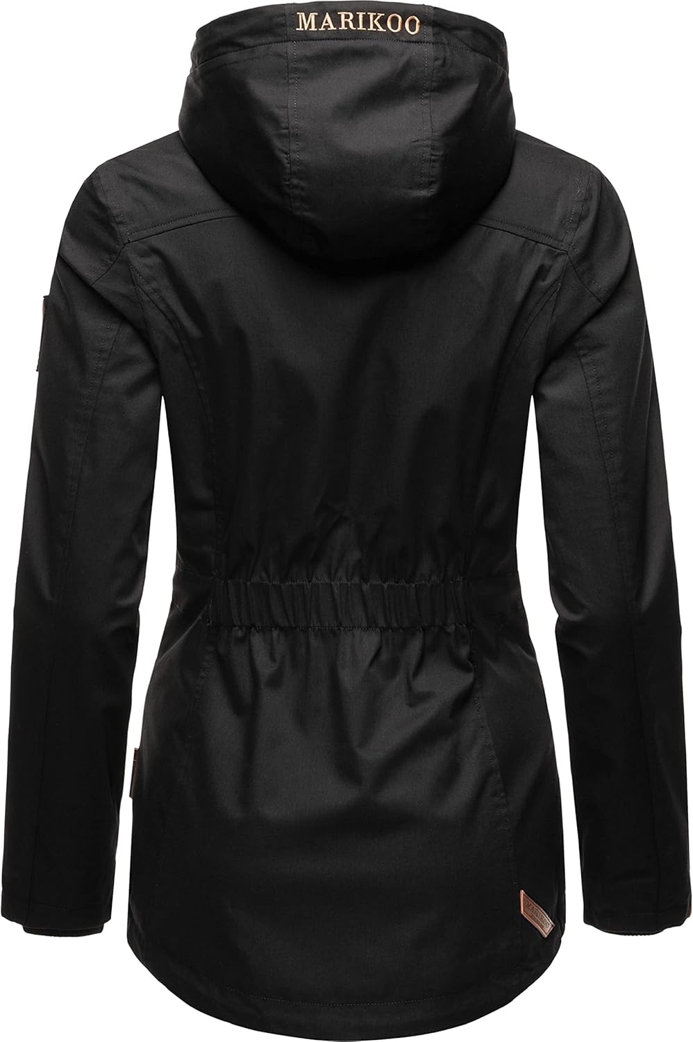 MARIKOO Damen Parka Übergangs-Jacke leicht gefüttert mit Kapuze Babetaa XS-3XL XS Schwarz, XS Schwar