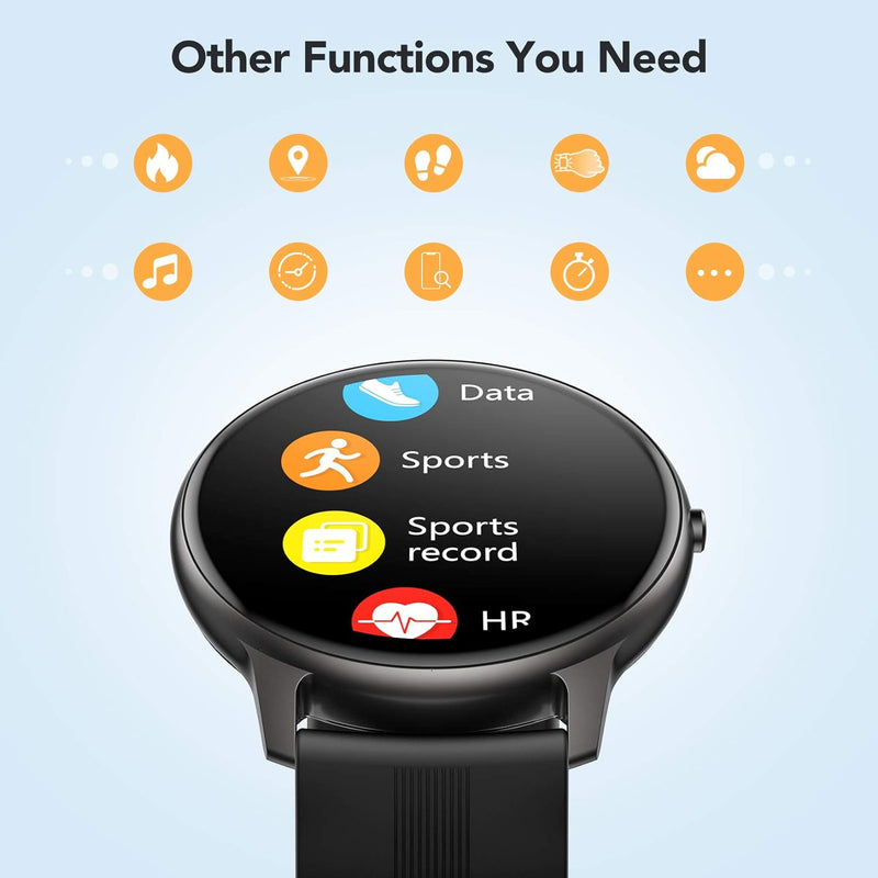 AGPTEK Smartwatch, 1,3 Zoll runde Armbanduhr mit personalisiertem Bildschirm, Musiksteuerung, Herzfr
